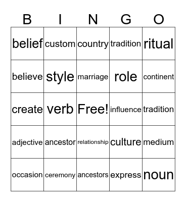 Grade 4 Unit 1 Part 2 Bingo Card