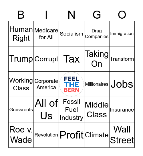 Retrievers for Bernie 2020 5th Democratic Primary Debate Watch Party Bingo Card