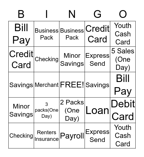 Wells Fargo Westchase Bingo Card