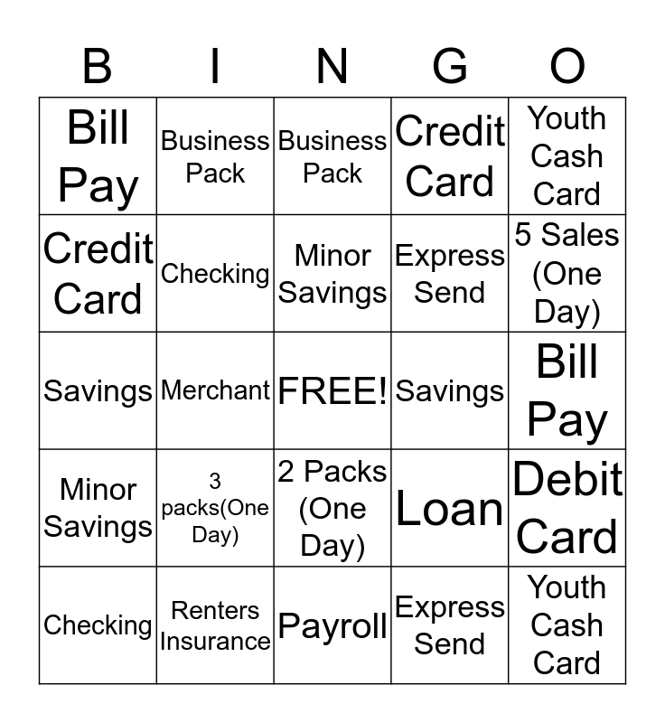 Wells Fargo Westchase Bingo Card