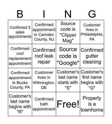 Confirmation Bingo Card