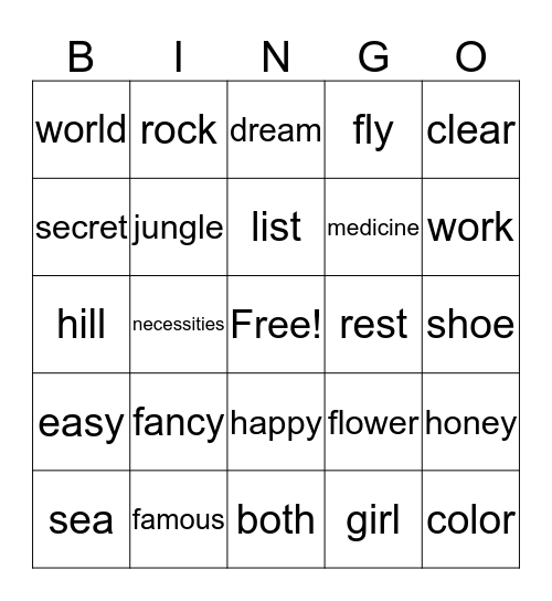 Sign Chior  Bingo Card