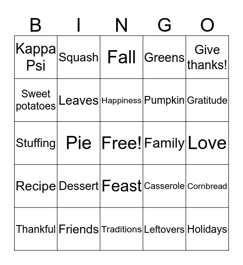 Thankful Bingo  Bingo Card