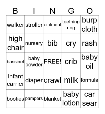 Baby Bingo Card