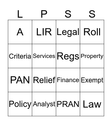 LPSS Year End Meeting Bingo Card