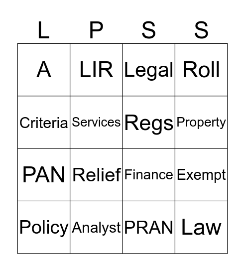 LPSS Year End Meeting Bingo Card