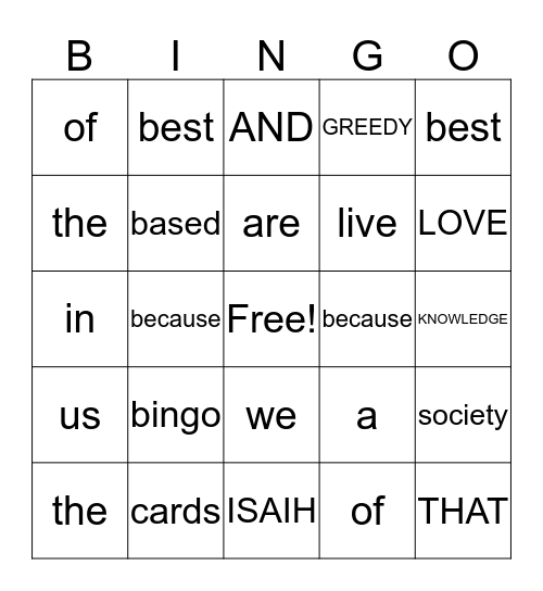 Untitled Bingo Card