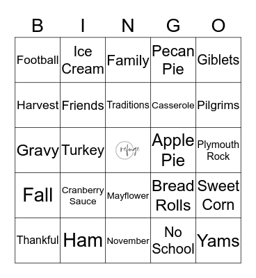 Thanksgiving Bingo! Bingo Card