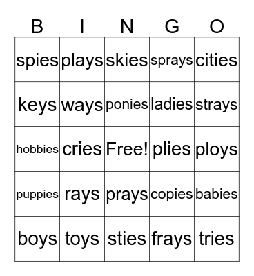 plural rule #2 Bingo Card