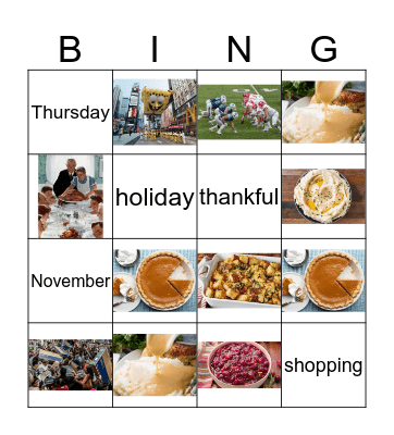 Thanksgiving Bingo Card