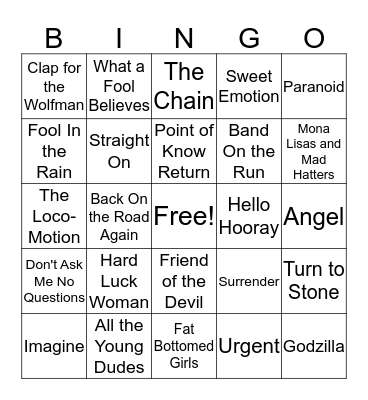 70's Alphabet Bingo Card