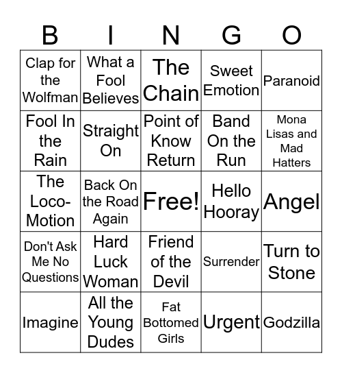 70's Alphabet Bingo Card