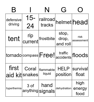 Health Reivew Bingo Card