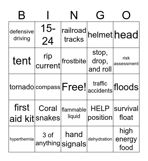 Health Reivew Bingo Card