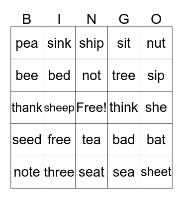 ESL Bingo Card