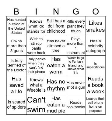 Women In The Outdoors  Bingo Card