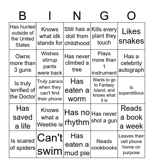 Women In The Outdoors  Bingo Card