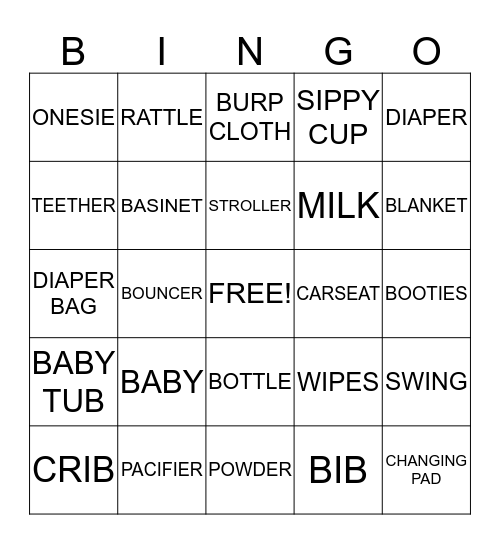 Victoria's Baby Shower  Bingo Card