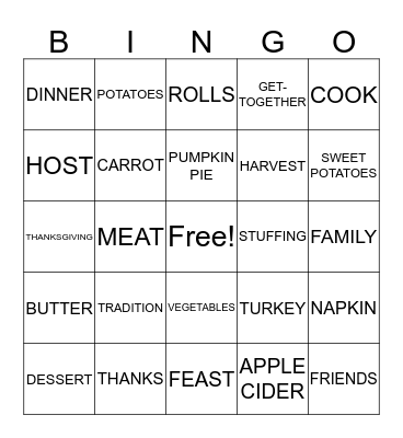 Thanksgiving SIGNO Bingo Card