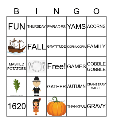THANKSGIVING BINGO Card