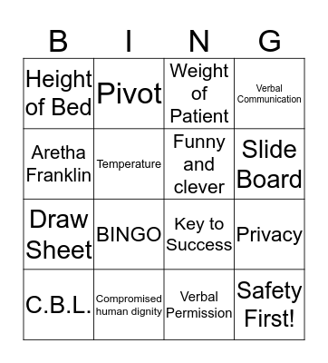 Patient Transfer and Transport Bingo Card