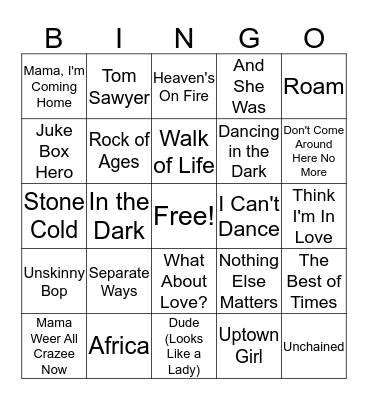 80's Alphabet Bingo Card