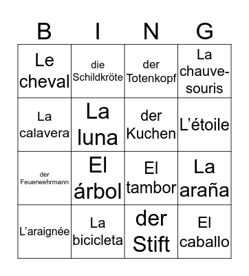 Language Bingo Card