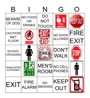 SAFETY SIGNS Bingo Card