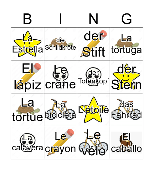 Language Bingo Card