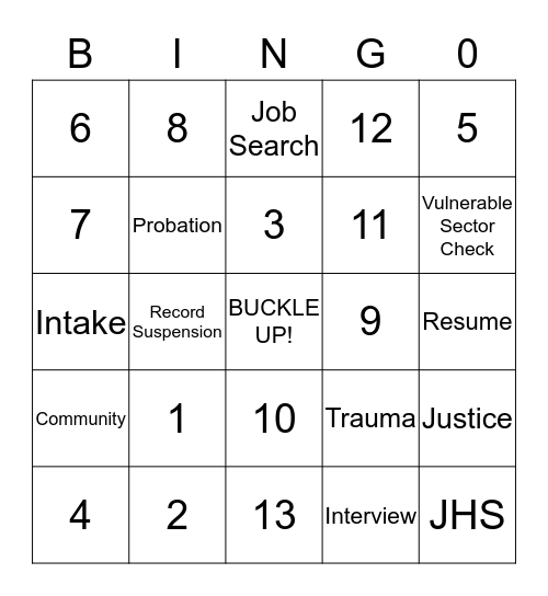BUCKLE UP! Bingo Card