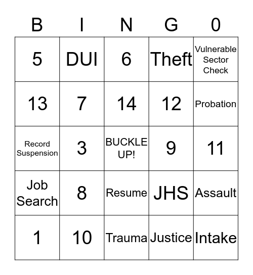 BUCKLE UP! Bingo Card