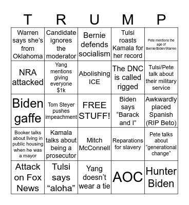 DEBATE BINGO Card