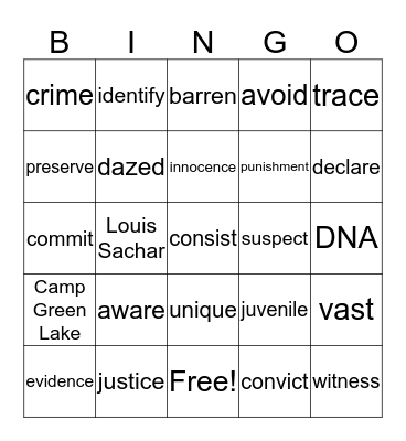 LL Level 2 Unit 1 Bingo Card
