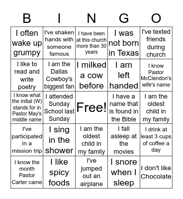 HUMAN BINGO Card