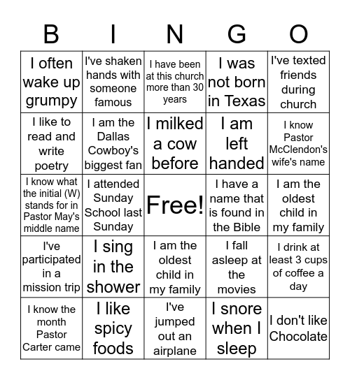 HUMAN BINGO Card