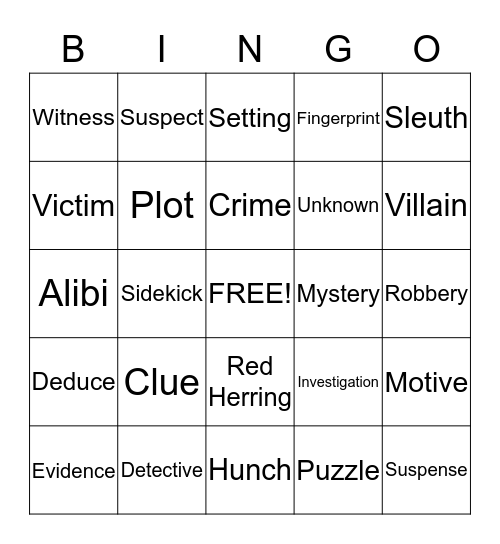 Mystery Bingo Card