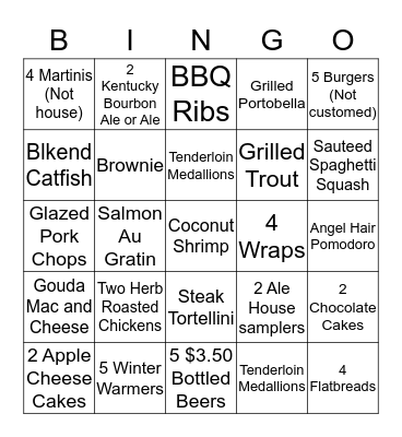 Avenue Ale House Bingo Card