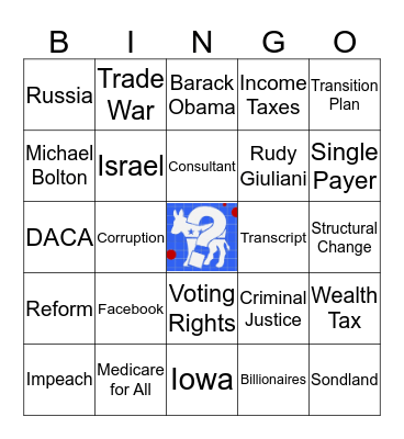 Democratic Debate Bingo! Bingo Card