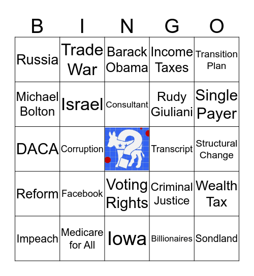 Democratic Debate Bingo! Bingo Card