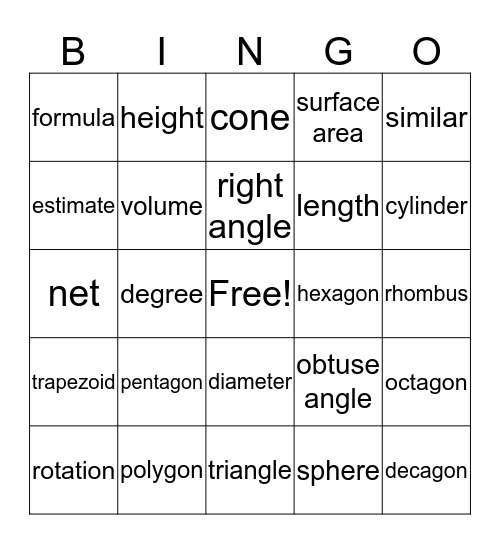 angles Bingo Card