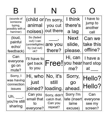 Conference Call Bingo Card