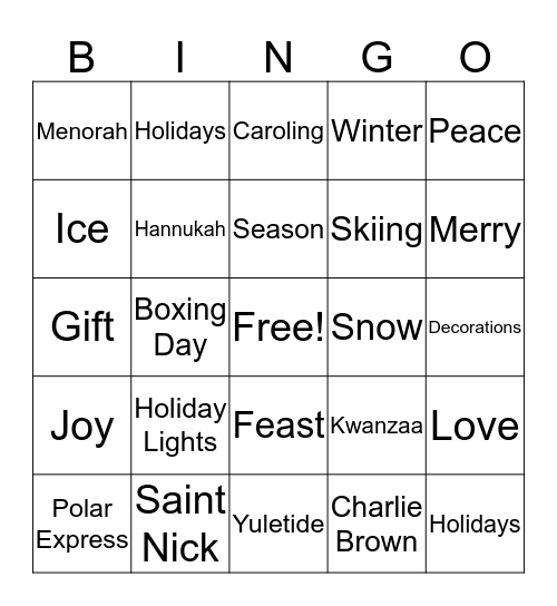 Holiday Bingo Card