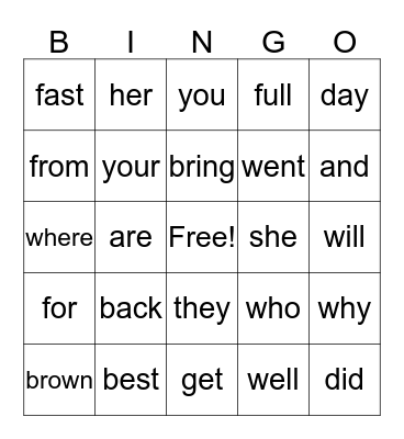 First Grade Q2 Bingo + KQ3, 4 Bingo Card