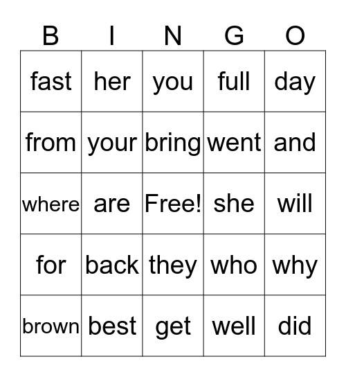 First Grade Q2 Bingo + KQ3, 4 Bingo Card