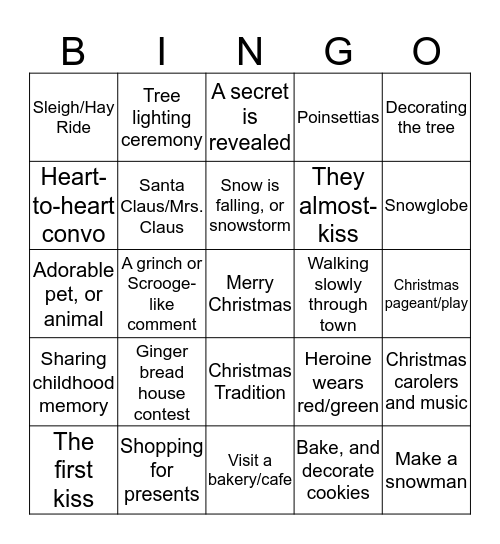 Hallmark Christmas Bingo Card