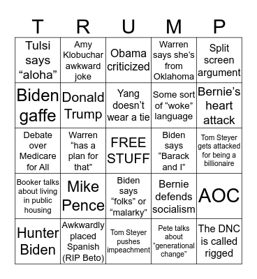 Debate Bingo Card