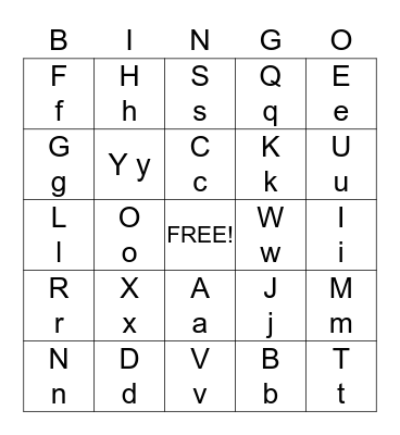 Alphabet Bingo Card