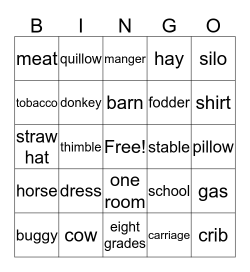 Rural Communities Bingo Card