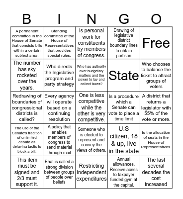 Chapter 9 & 11 Bingo Card