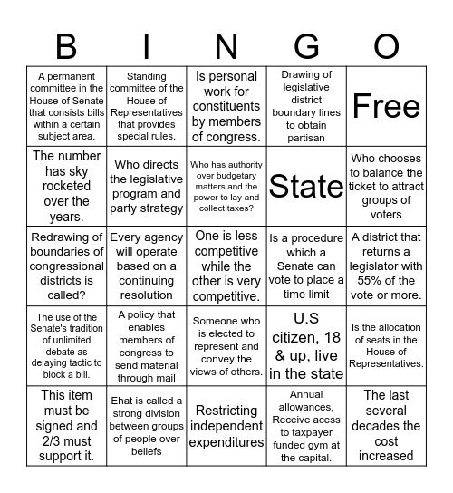 Chapter 9 & 11 Bingo Card